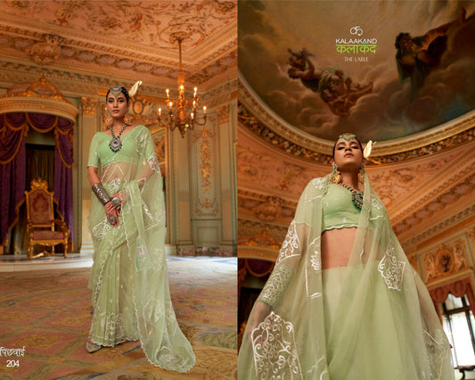 204 Pichhwai Kalakaand Ruby Chiffon Sarees