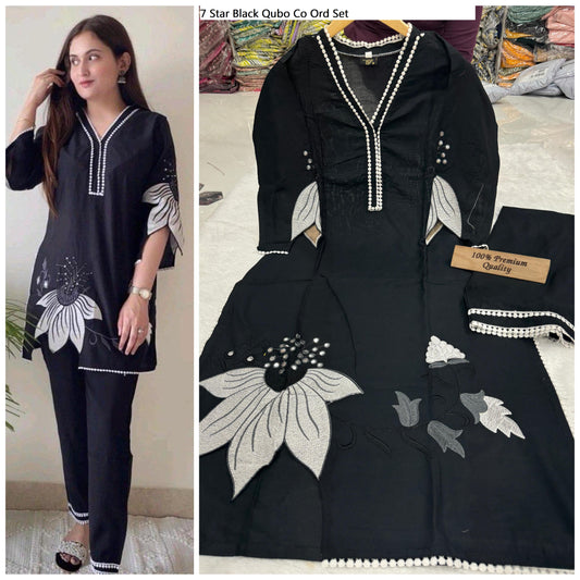 7 Star Black Qubo Co Ord Set