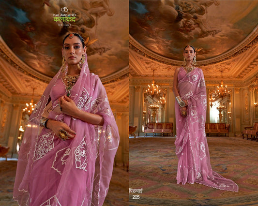 205 Pichhwai Kalakaand Ruby Chiffon Sarees