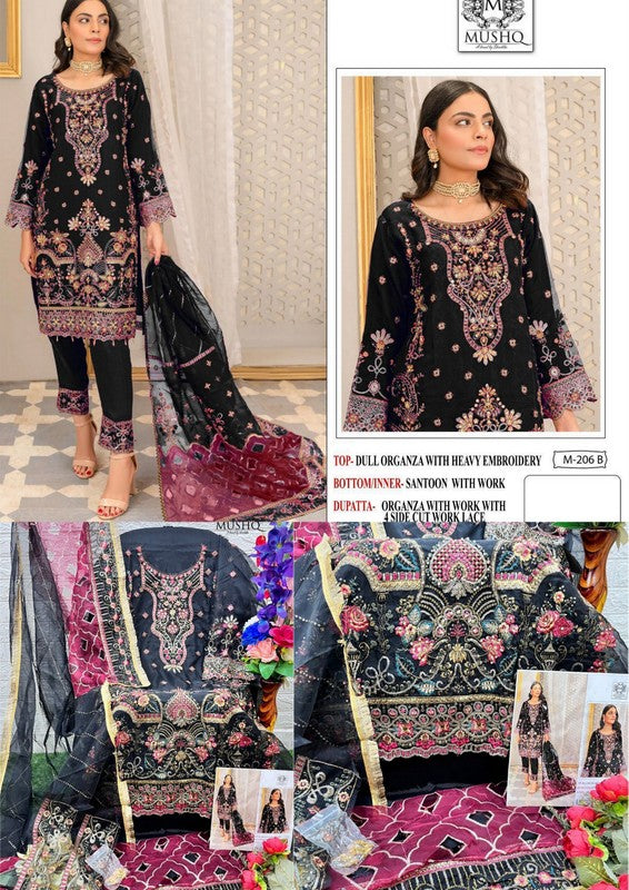 206-B Mushq Pure Organza Pakistani Salwar Suits