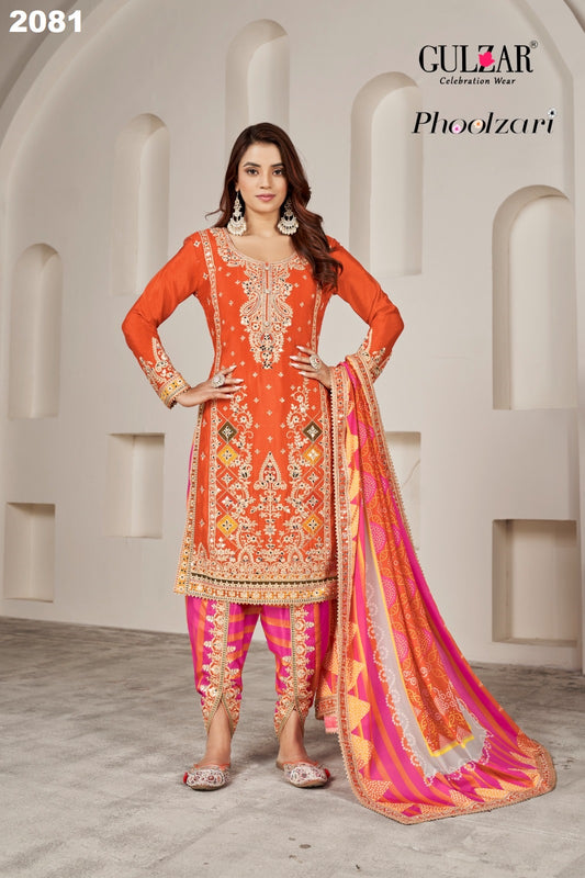2081 Phoolzari Gulzar Chinnon Readymade Suits