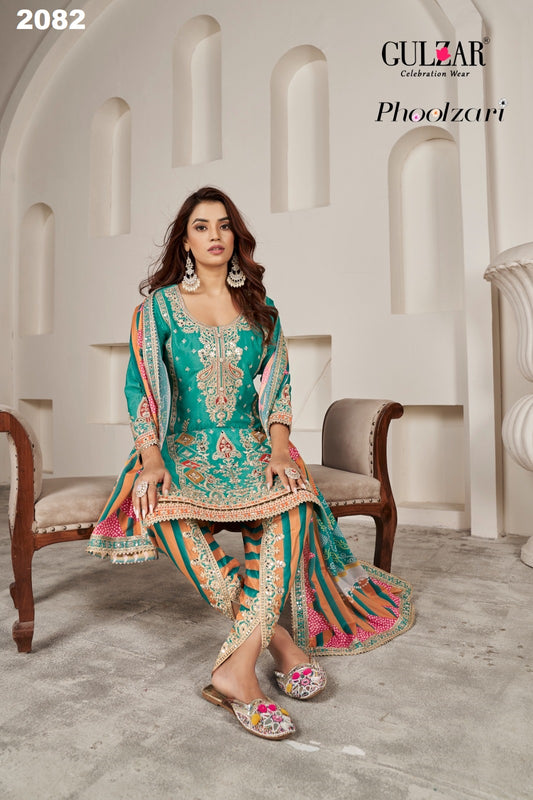 2082 Phoolzari Gulzar Chinnon Readymade Suits