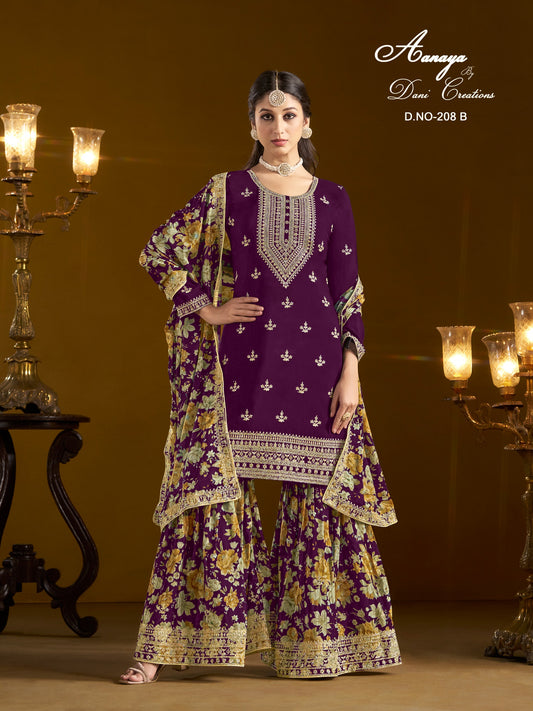 208B Aanaya Vol 208 Dani Creation Chinon Unstitched Suits