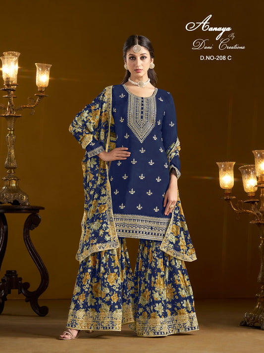 208C Aanaya Vol 208 Dani Creation Chinon Unstitched Suits