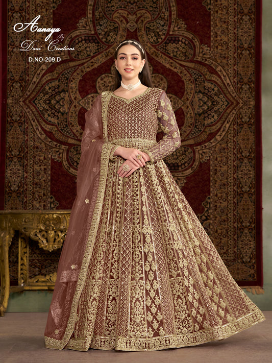 209D Aanaya Vol 209 Dani Creation Net Gown Dupatta Set