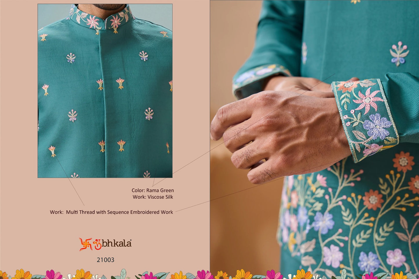 21003 Royal Rivaaj Shubhkala Viscose Silk Mens Kurta Pyjama