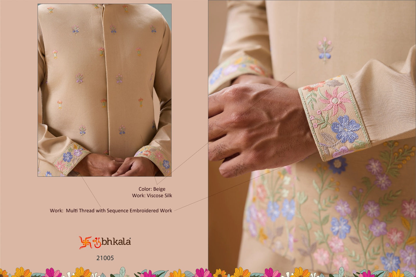 21005 Royal Rivaaj Shubhkala Viscose Silk Mens Kurta Pyjama