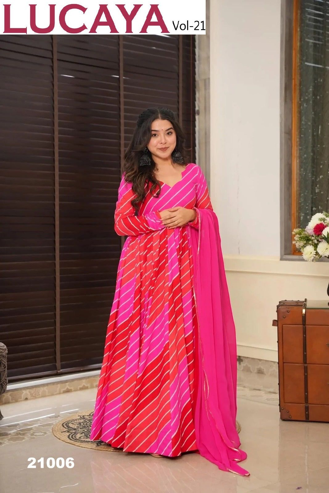 21006 Vol 21 Lucaya Heavy Rayon Gown Dupatta Set