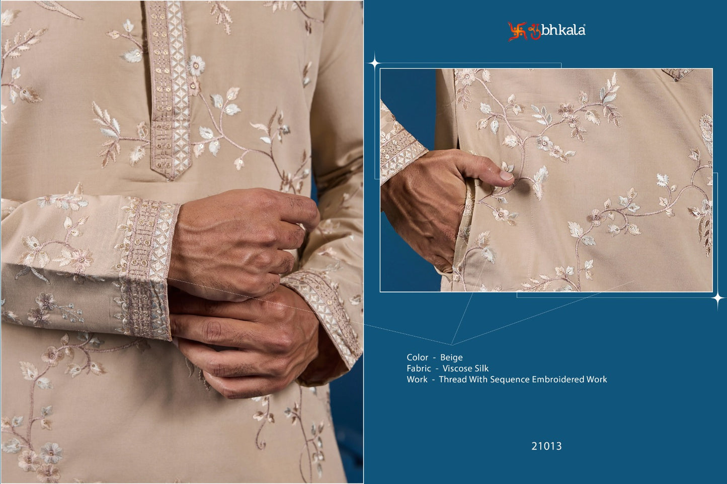 21013 Culture Couture Shubhkala Viscose Silk Mens Kurta