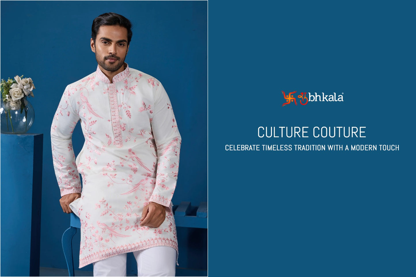 21014 Culture Couture Shubhkala Viscose Silk Mens Kurta