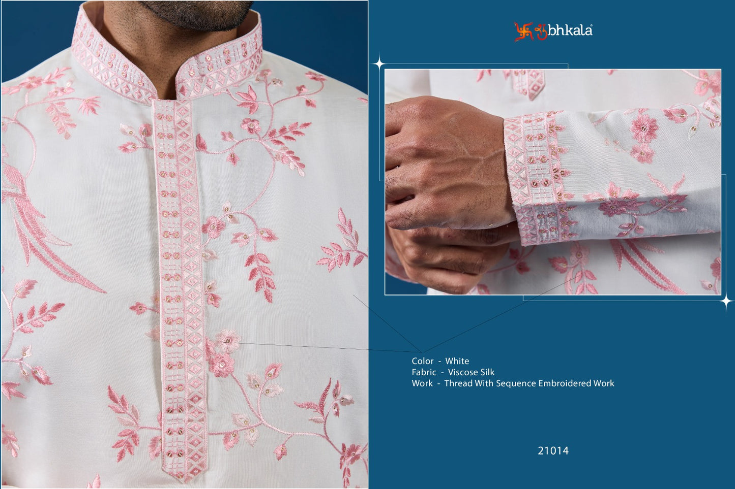 21014 Culture Couture Shubhkala Viscose Silk Mens Kurta