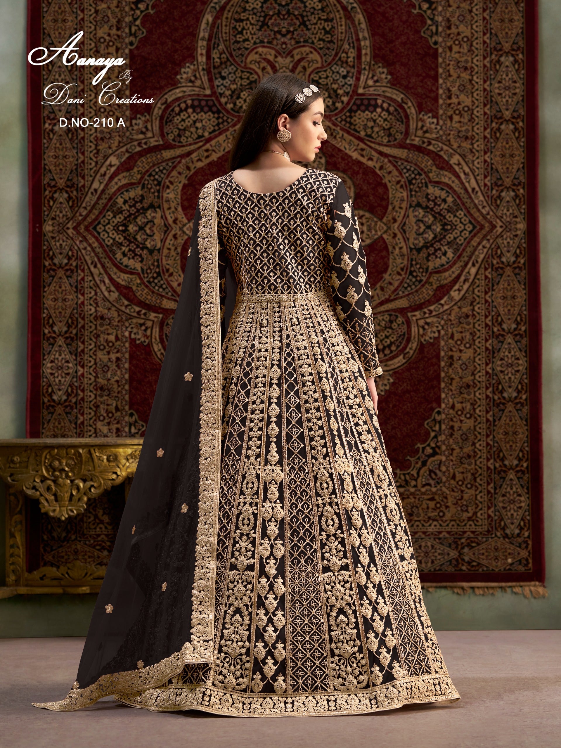 210A Aanaya Vol 210 Dani Creation Net Gown Dupatta Set