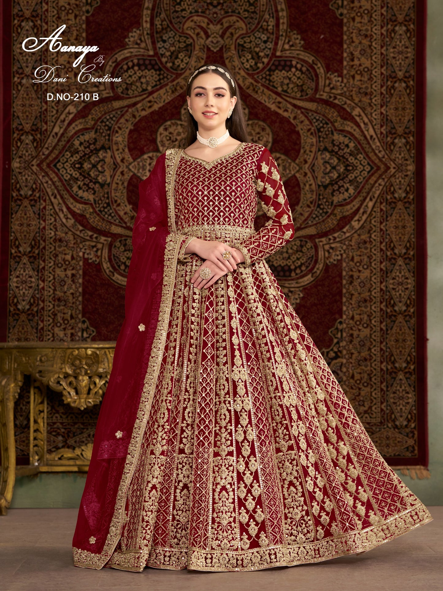 210B Aanaya Vol 210 Dani Creation Net Gown Dupatta Set