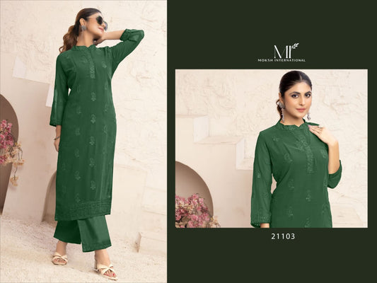 21103 Vani Vol 1 Moksh Fox Georgette Kurti Plazzo Set