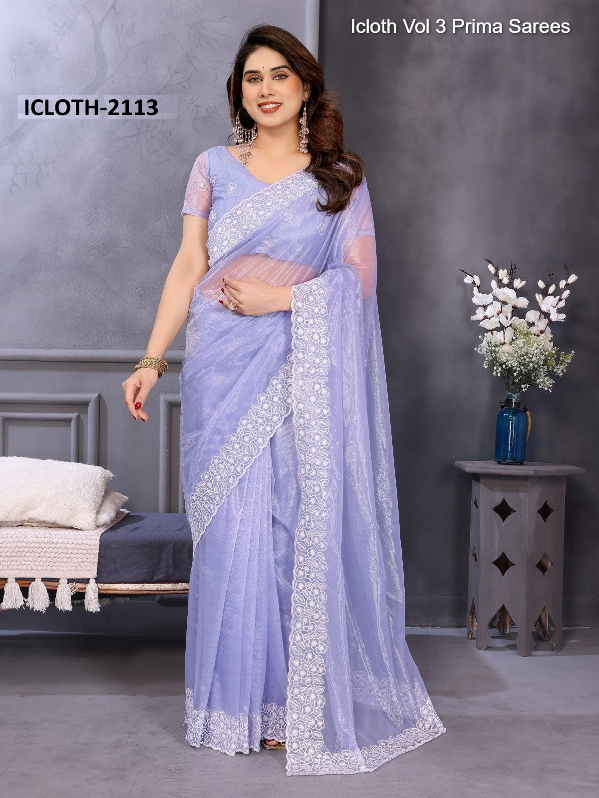 2113 Icloth Vol 3 Prima Twill Net Sarees