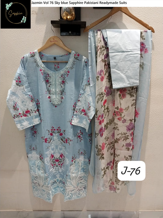 Jazmin Vol 76 Sky Blue Sapphire Pakistani Readymade Suits