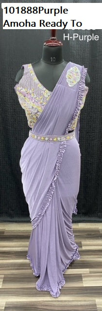 101888Purple Amoha Ready To Wear Saree