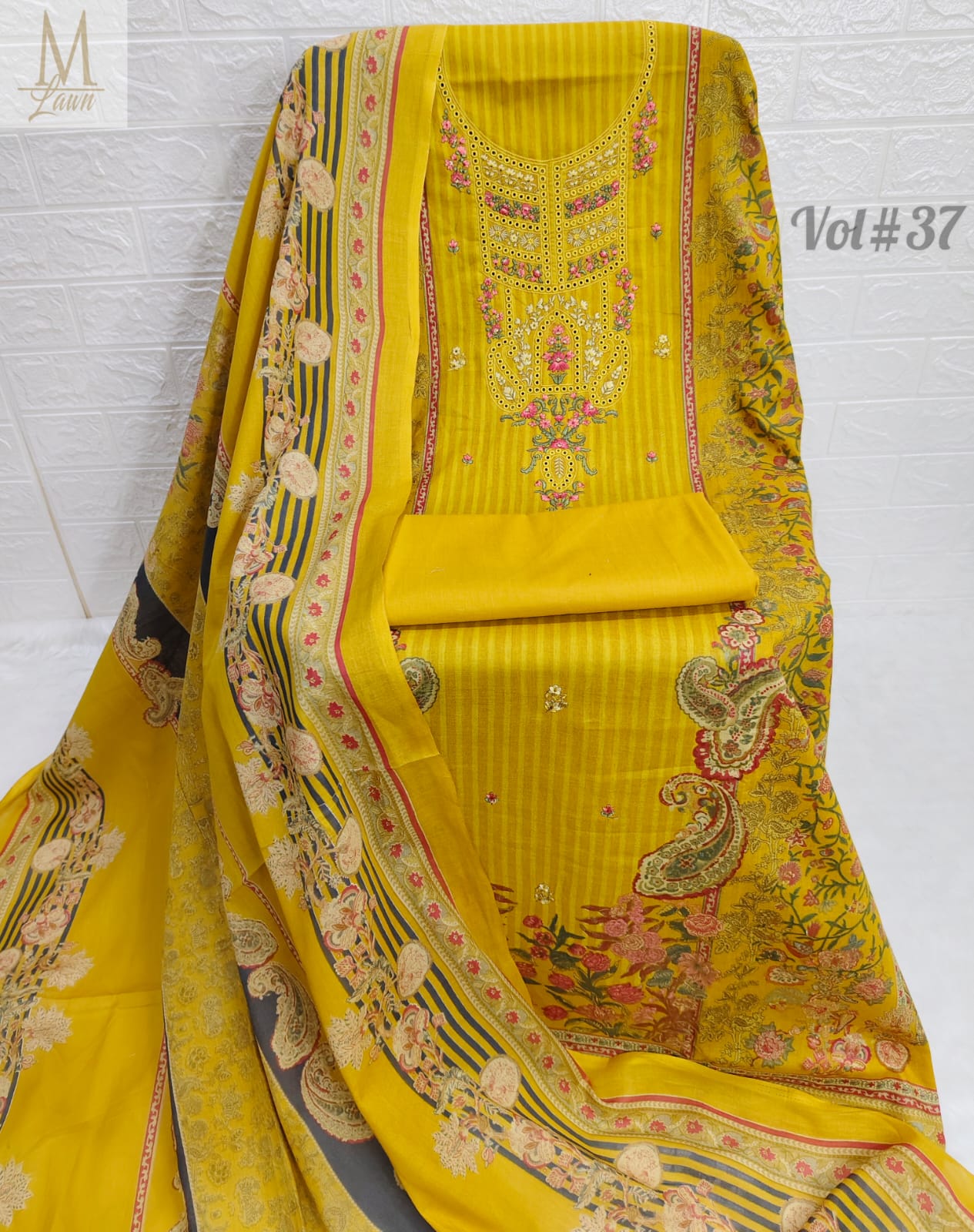 Vol 37 Yellow M Lawn Pakistani Salwar Suits