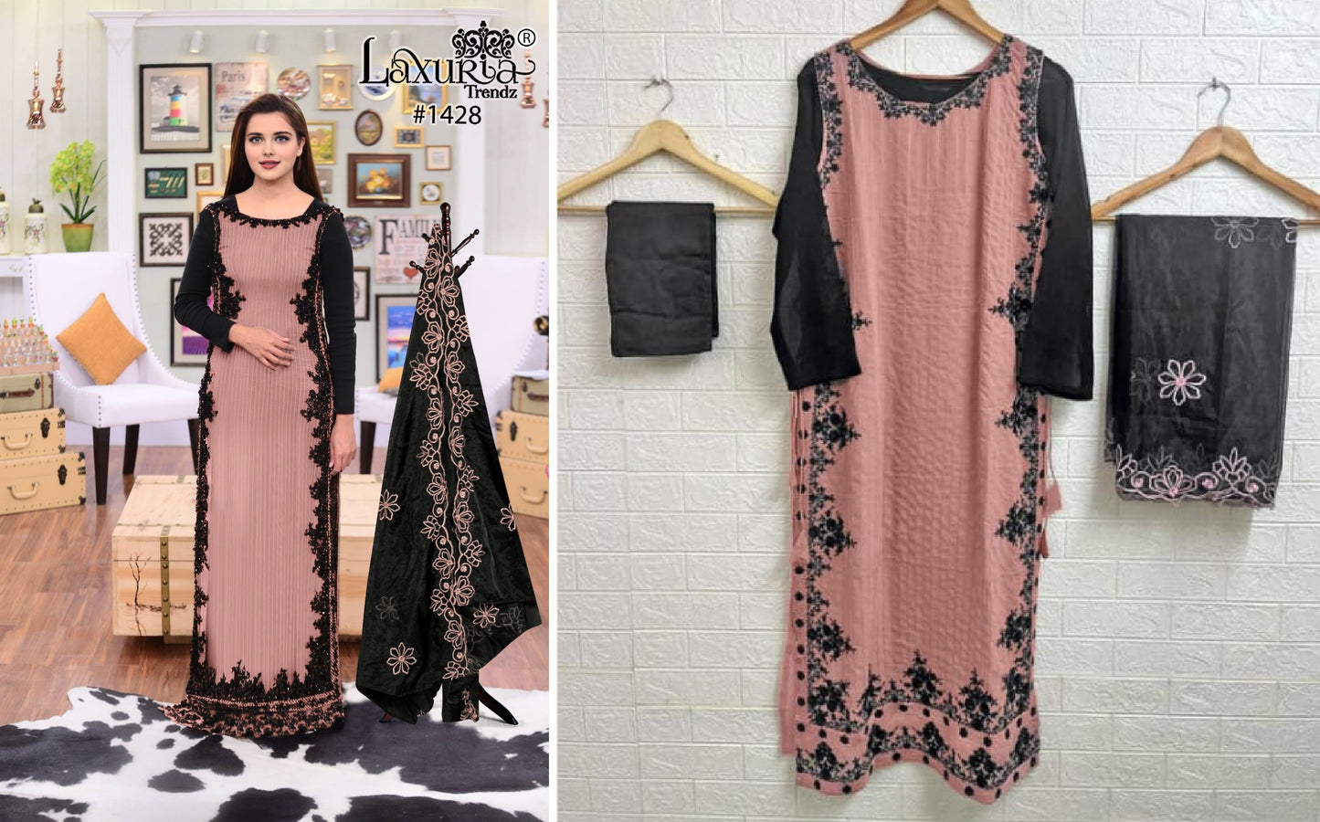 1428 Peach Laxuria Trendz Pakistani Readymade Suits