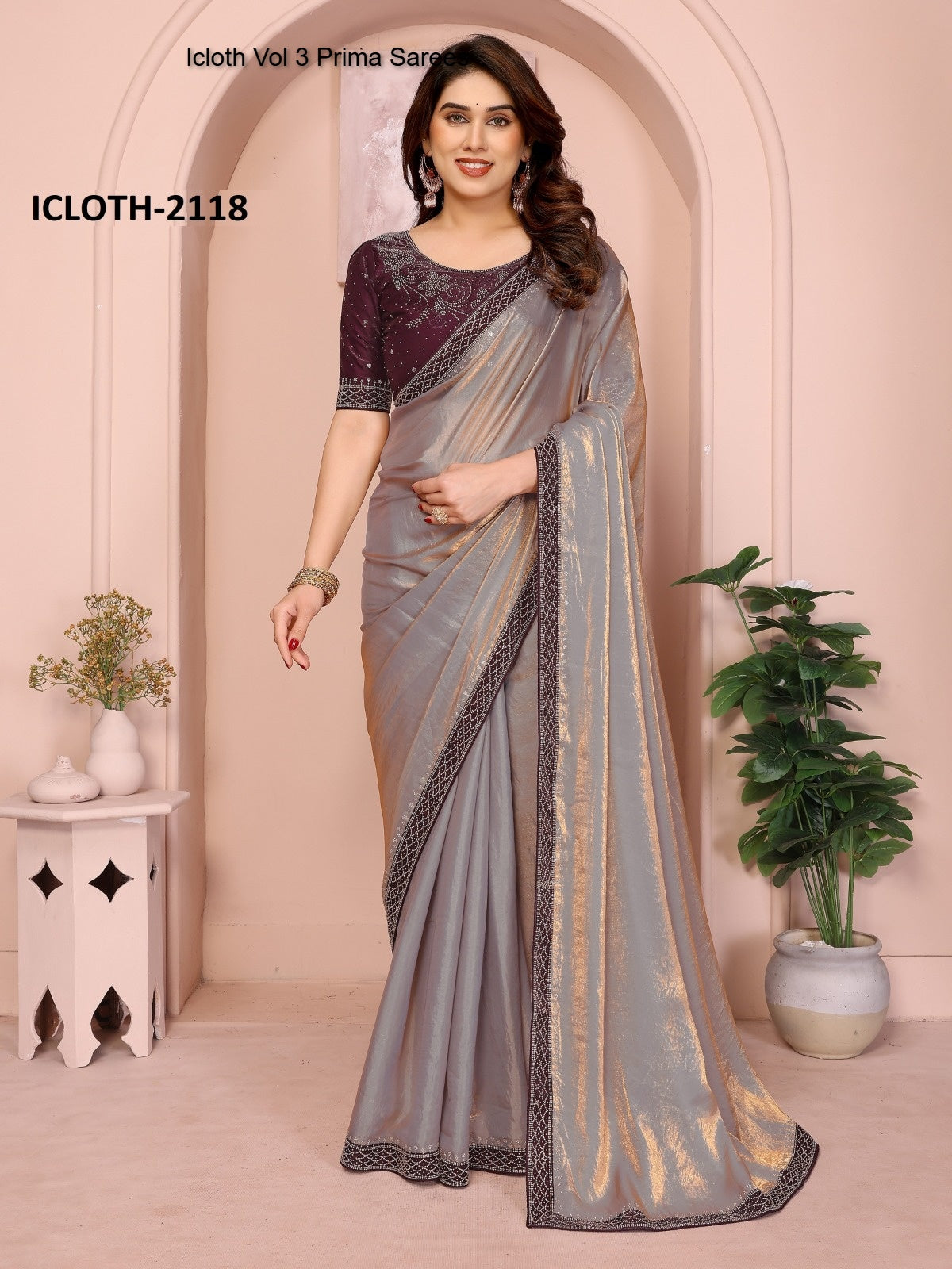 2118 Icloth Vol 3 Prima Fandy Satin Sarees
