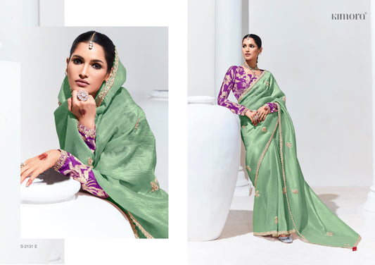 2131E Rangat Kimora Tissue Sarees