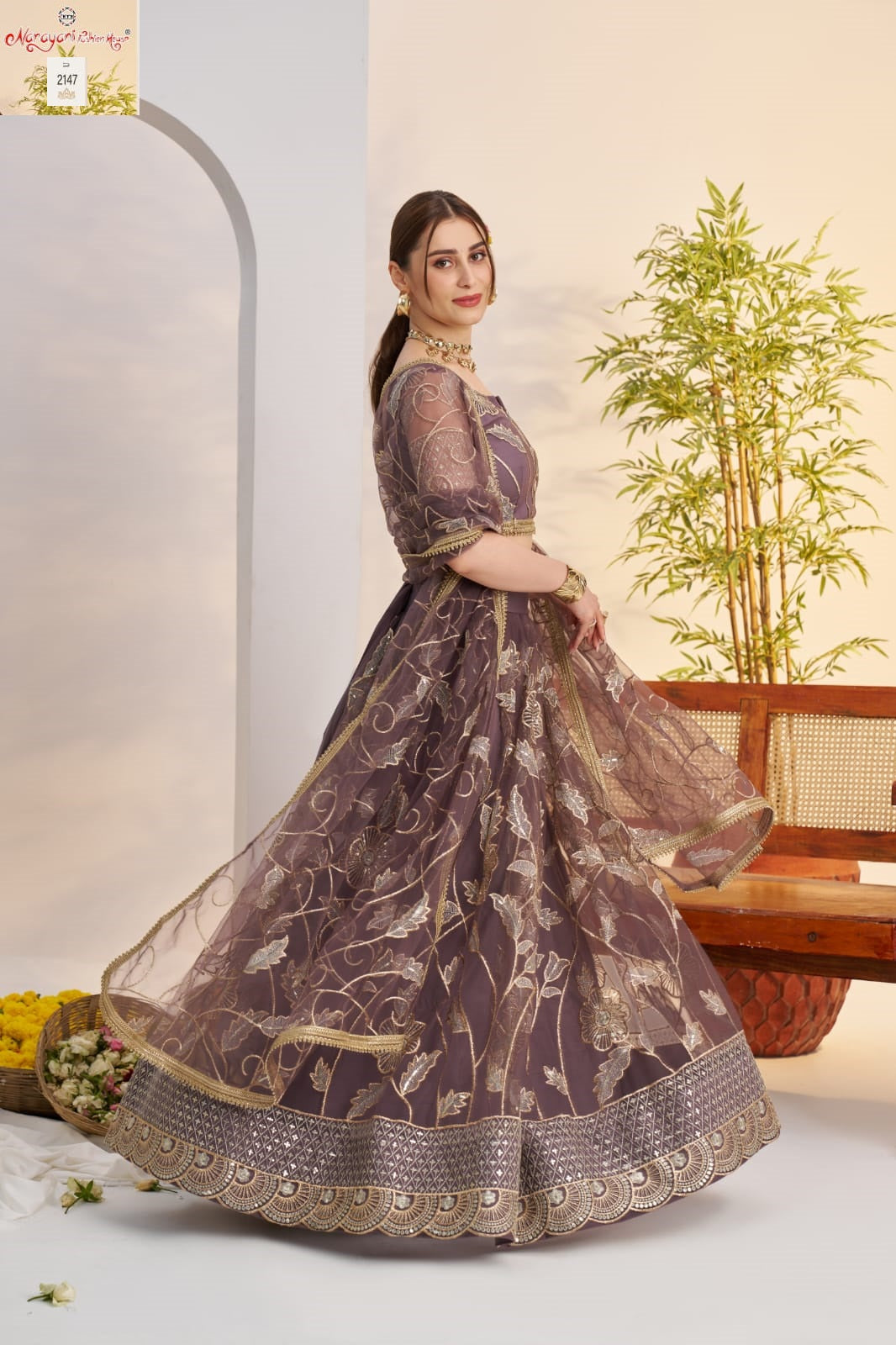 2147 Dark Onion Kelaya Vol-10 Narayani Fashion House Butterfly Net Lehenga Choli