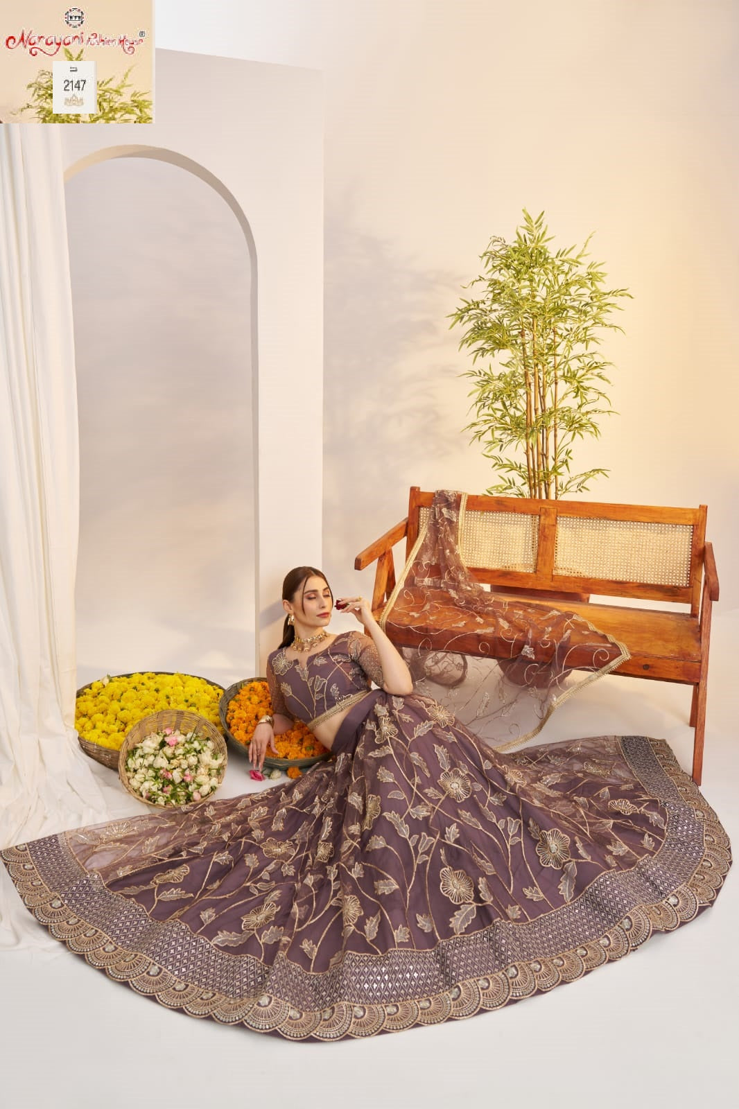 2147 Dark Onion Kelaya Vol-10 Narayani Fashion House Butterfly Net Lehenga Choli