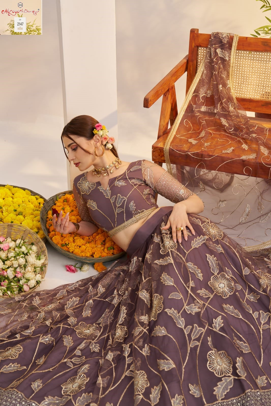 2147 Dark Onion Kelaya Vol-10 Narayani Fashion House Butterfly Net Lehenga Choli