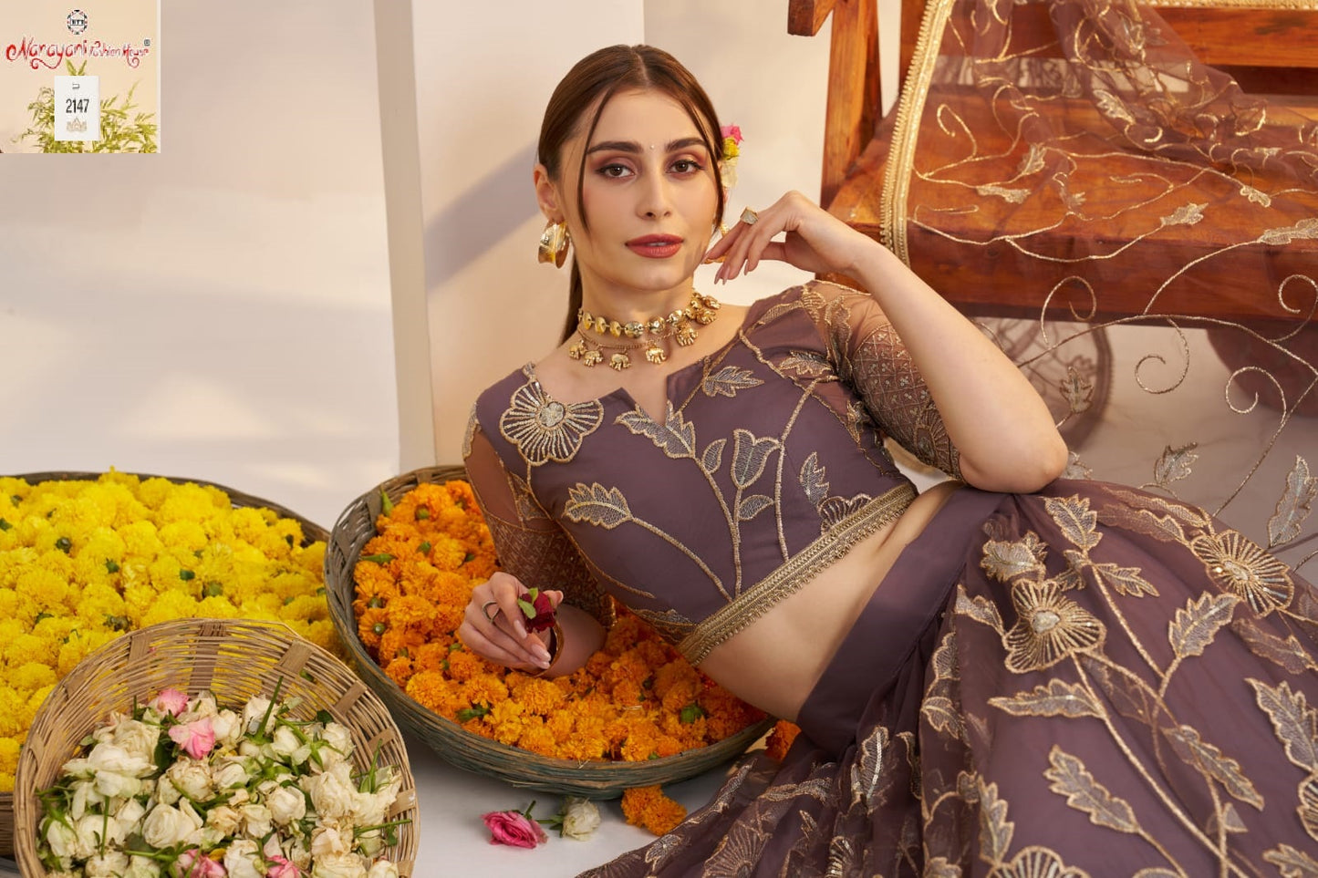 2147 Dark Onion Kelaya Vol-10 Narayani Fashion House Butterfly Net Lehenga Choli