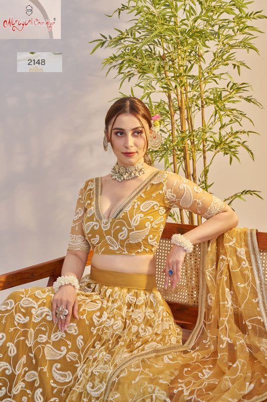 2148 Light Golden Kelaya Vol-10 Narayani Fashion House Butterfly Net Lehenga Choli