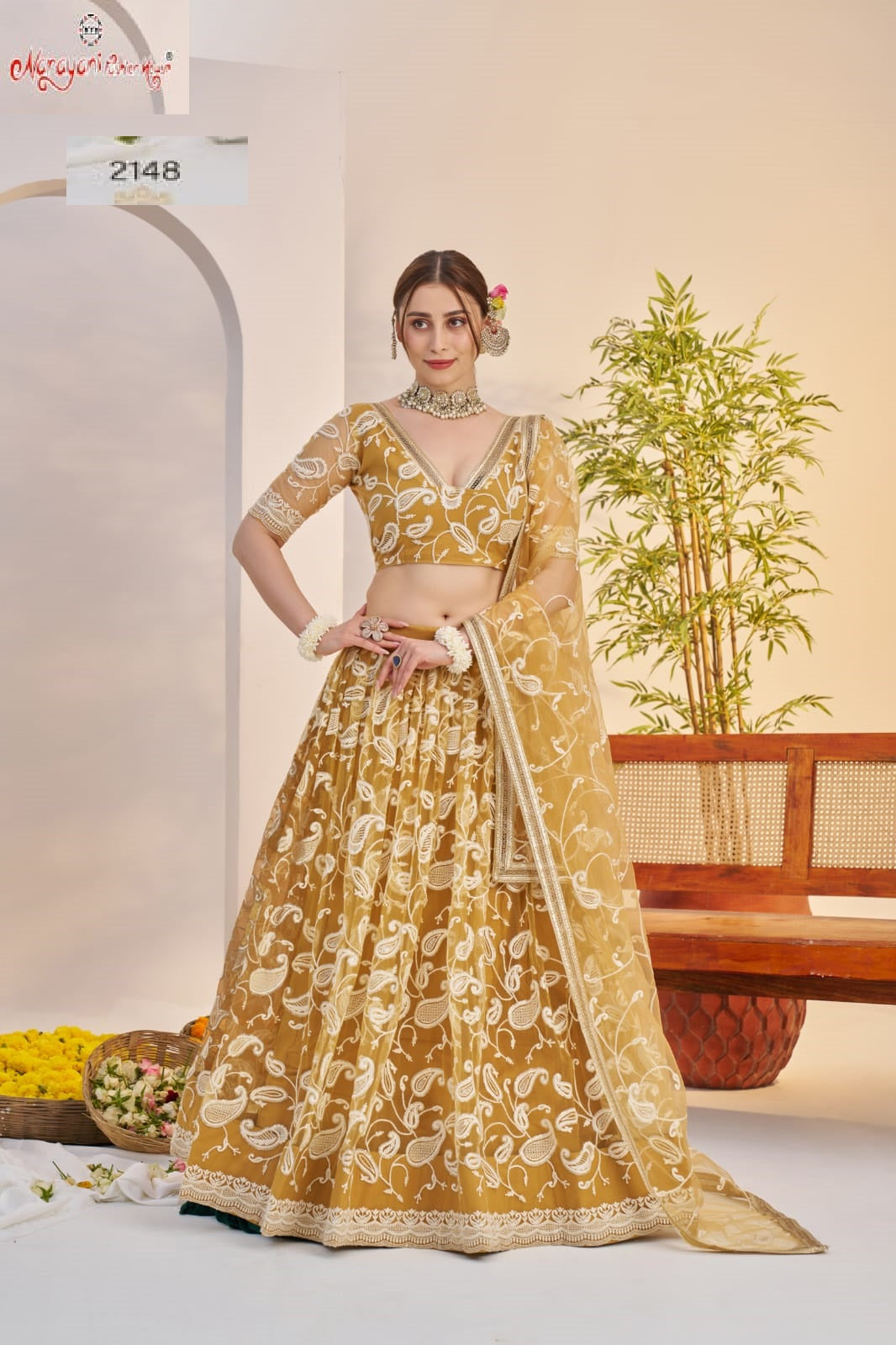 2148 Light Golden Kelaya Vol-10 Narayani Fashion House Butterfly Net Lehenga Choli