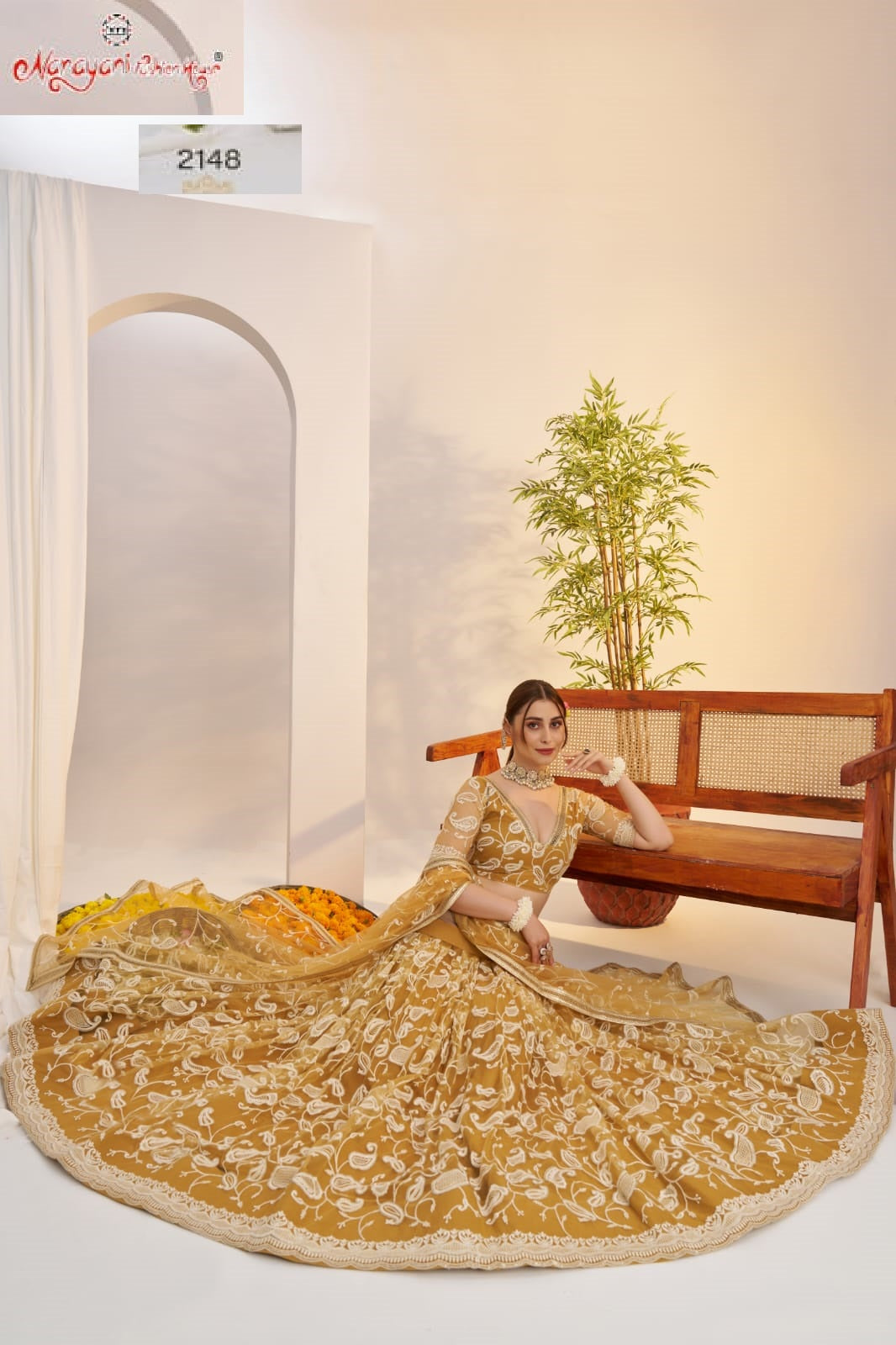 2148 Light Golden Kelaya Vol-10 Narayani Fashion House Butterfly Net Lehenga Choli