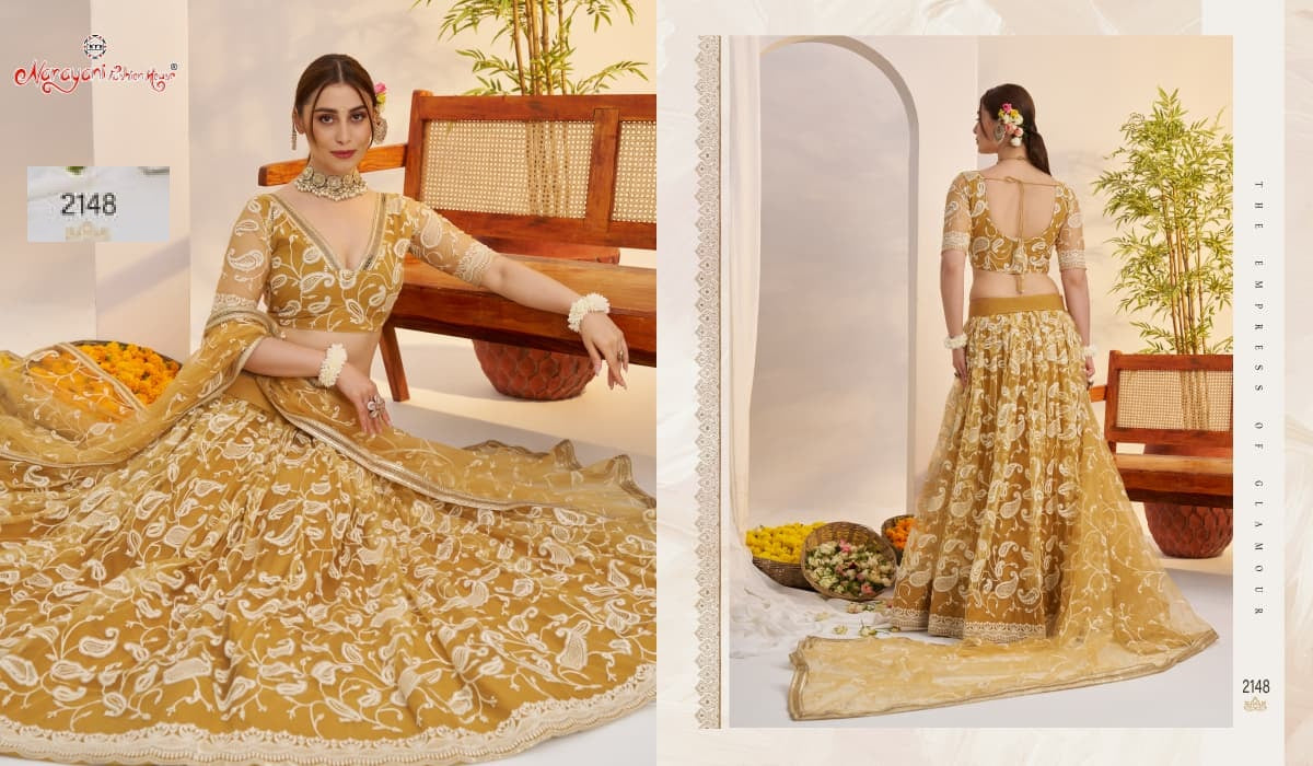 2148 Light Golden Kelaya Vol-10 Narayani Fashion House Butterfly Net Lehenga Choli