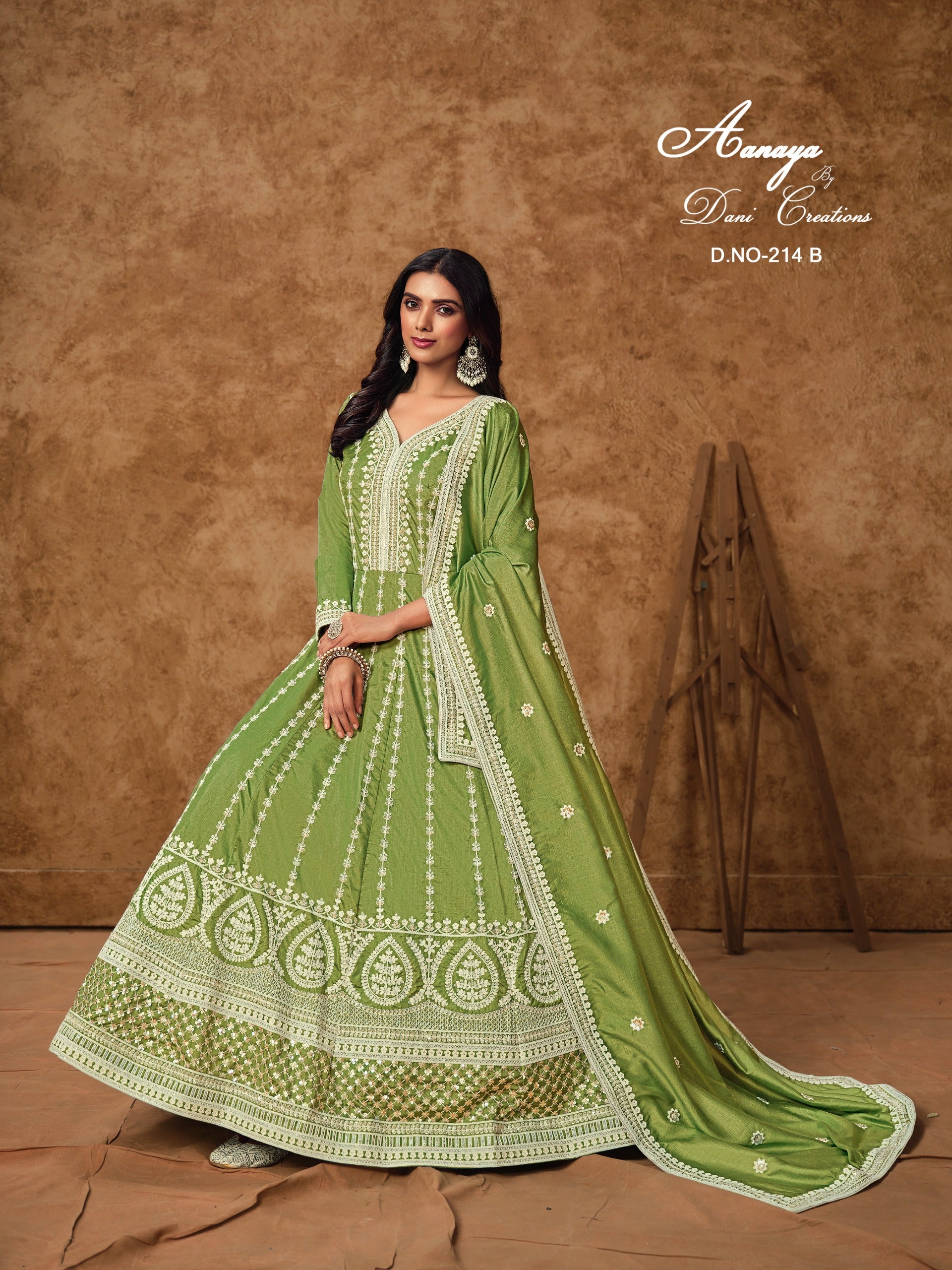 214B Aanaya Vol 214 Dani Creation Silk Gown Dupatta Set