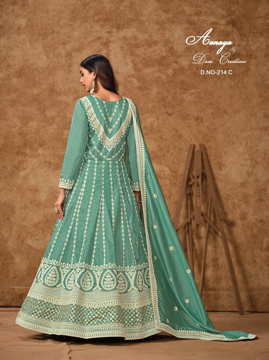 214Caanaya Vol 214 Dani Creation Silk Gown Dupatta Set