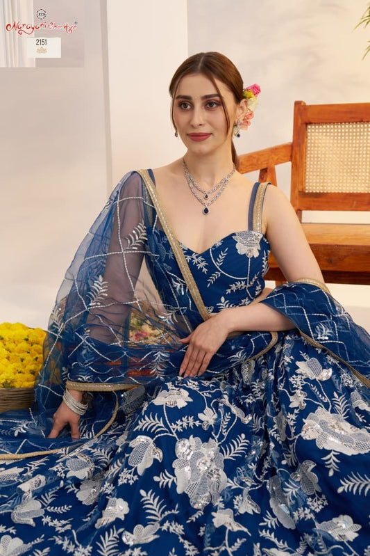 2151 More Peach Blue Kelaya Vol-10 Narayani Fashion House Butterfly Net Lehenga Choli