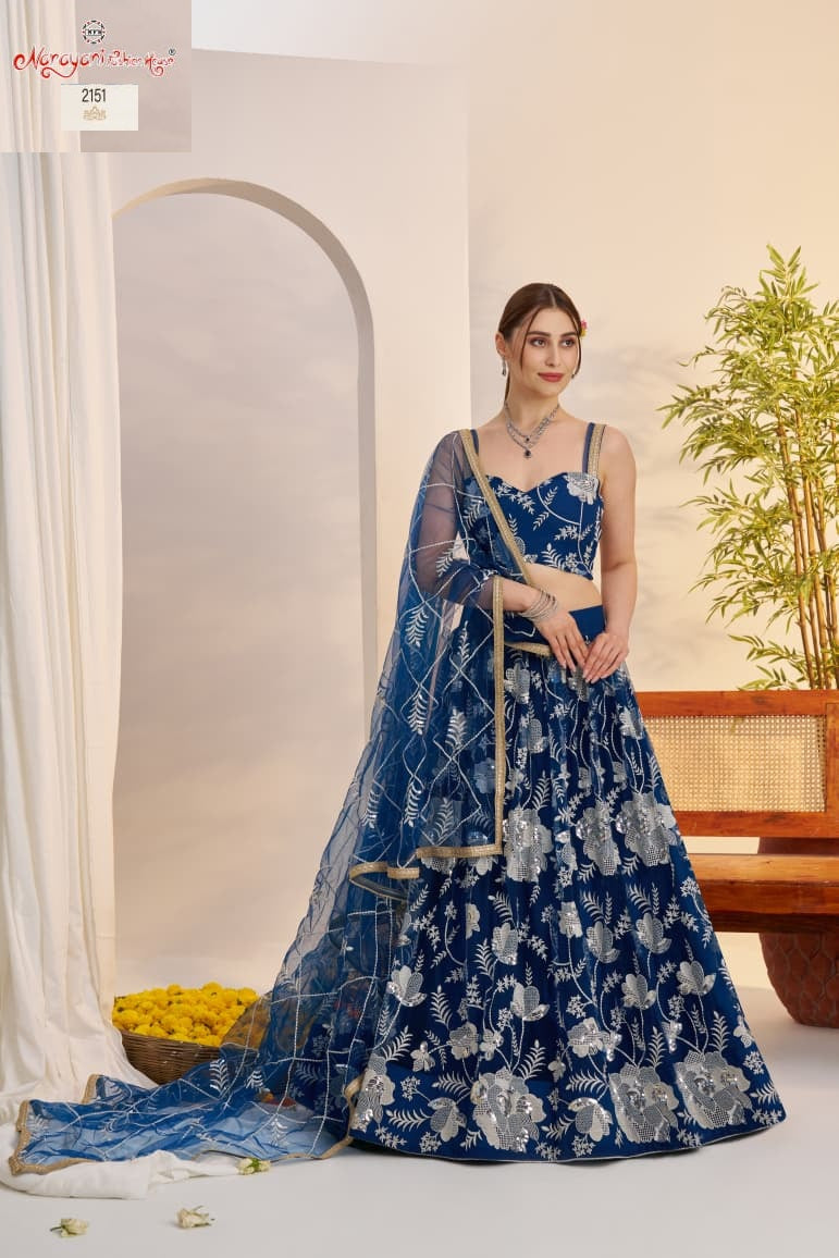 2151 More Peach Blue Kelaya Vol-10 Narayani Fashion House Butterfly Net Lehenga Choli