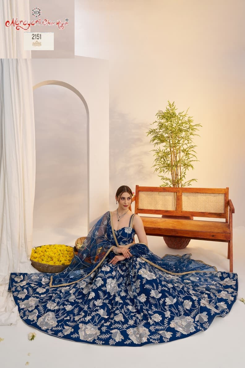 2151 More Peach Blue Kelaya Vol-10 Narayani Fashion House Butterfly Net Lehenga Choli