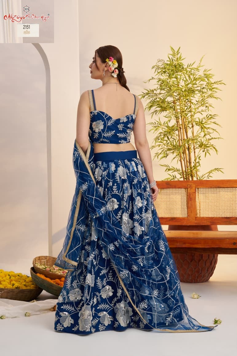 2151 More Peach Blue Kelaya Vol-10 Narayani Fashion House Butterfly Net Lehenga Choli