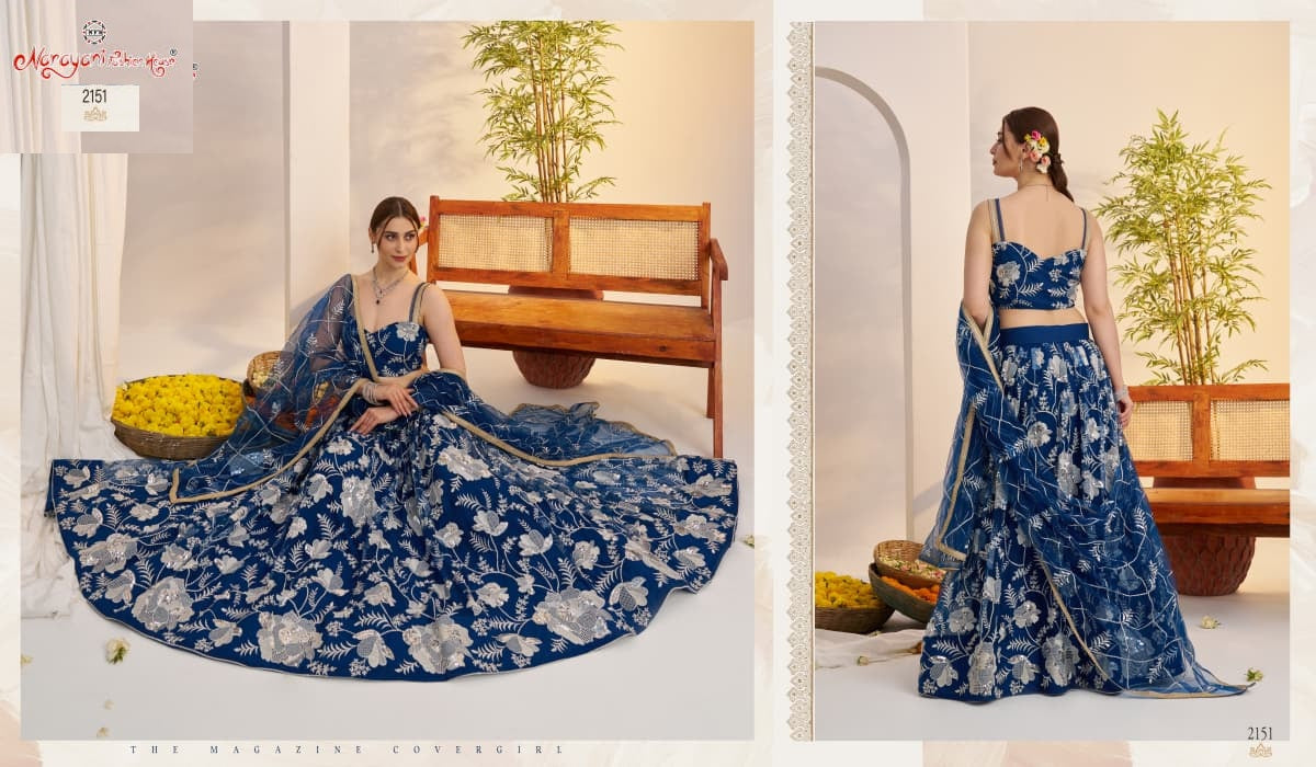 2151 More Peach Blue Kelaya Vol-10 Narayani Fashion House Butterfly Net Lehenga Choli