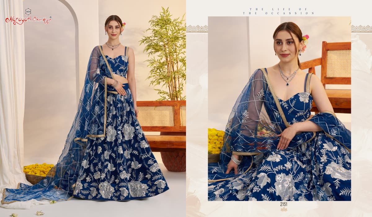 2151 More Peach Blue Kelaya Vol-10 Narayani Fashion House Butterfly Net Lehenga Choli