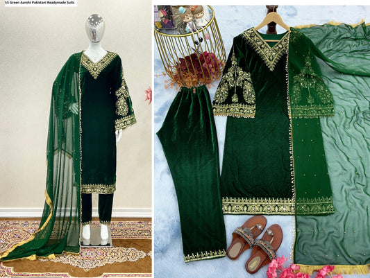55 Green Aarohi Pakistani Readymade Suits