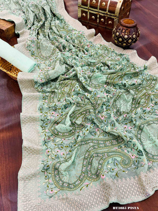 3085 Pista Bt Sarees