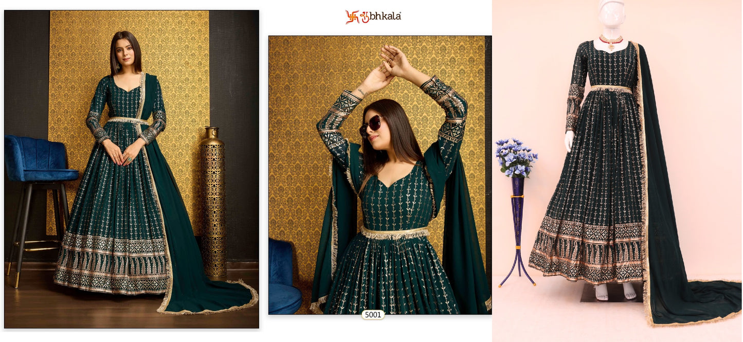 5001 Flory Vol 44 Shubhkala Gown Dupatta Set