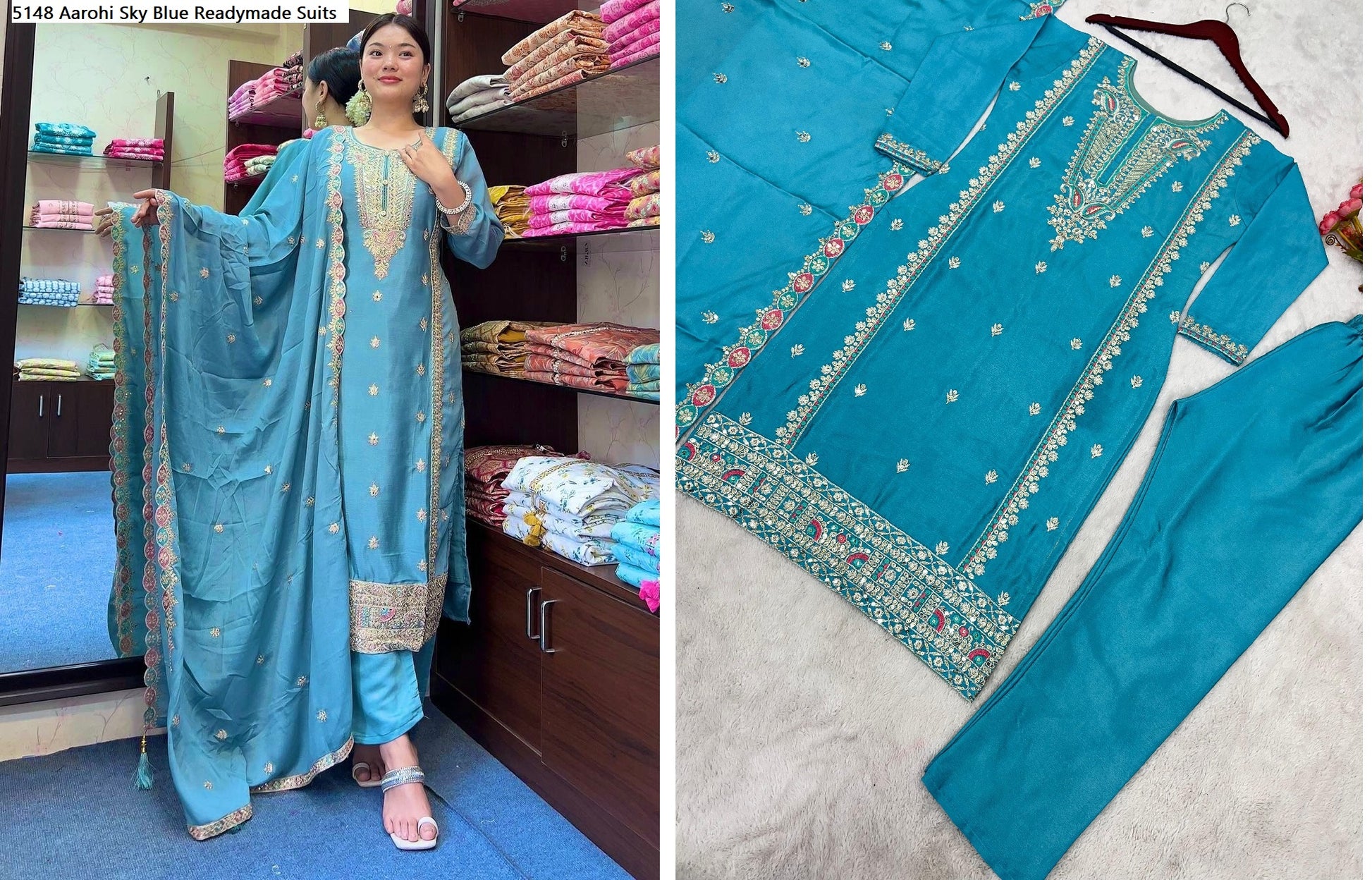 5148 Sky Blue Aarohi Readymade Suits