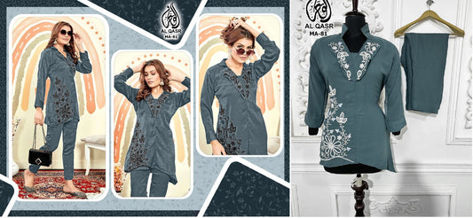 Ma-81Gray Al Qasr Co Ord Set