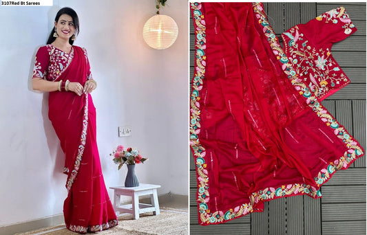 3107Red Bt Sarees