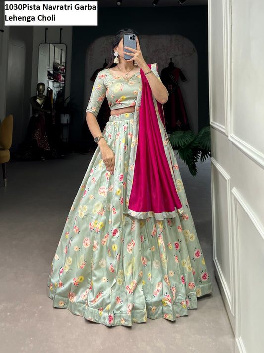 1030Pista Navratri Garba Lehenga Choli