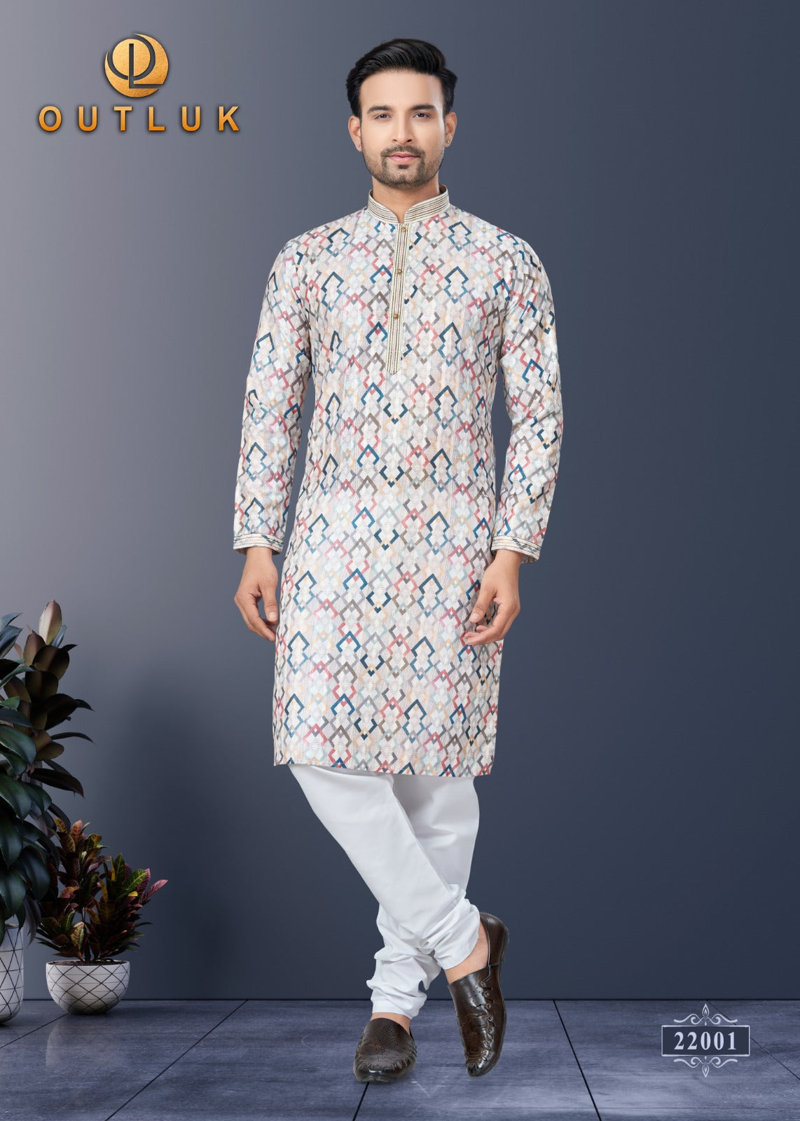 22001 Wedding Collection Vol 22 Outluk Printed Mens Kurta Pyjama
