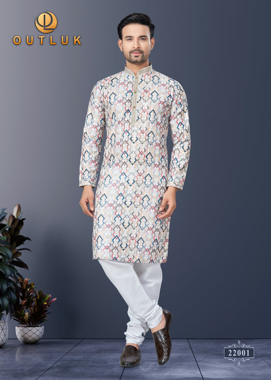 22001 Wedding Collection Vol 22 Outluk Printed Mens Kurta Pyjama
